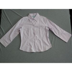 John Forsyth Button Down Shirt Sz 14 Women Striped Lavender Long‎ Sleeve
